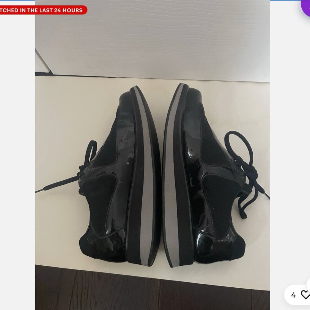 Prada Black Leather Sneakers Size 37.5 Platform - Picture 6 of 8